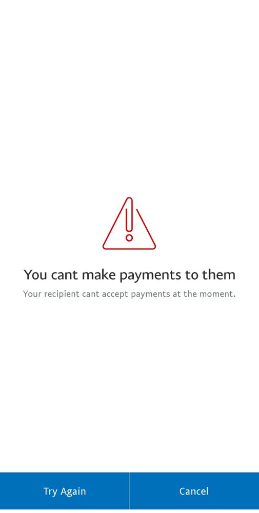 Payment not agreed message.