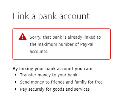 Sorry That Bank Is Already Linked To The Maximum Paypal Community
