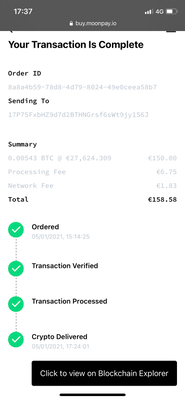 Proof that my payment was succesfull