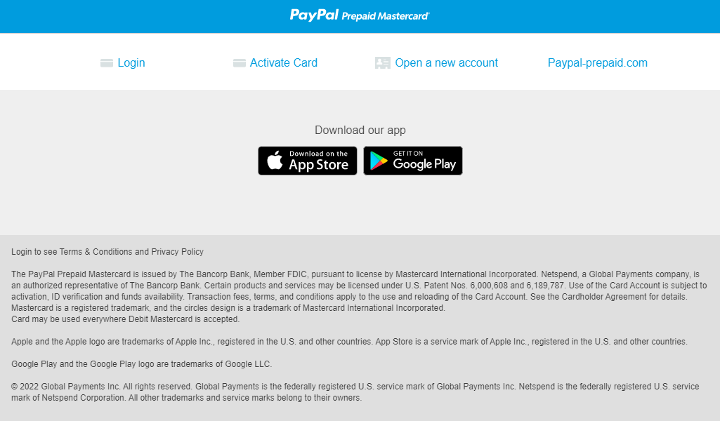 Can't log in to PayPal Prepaid website in any brow - PayPal