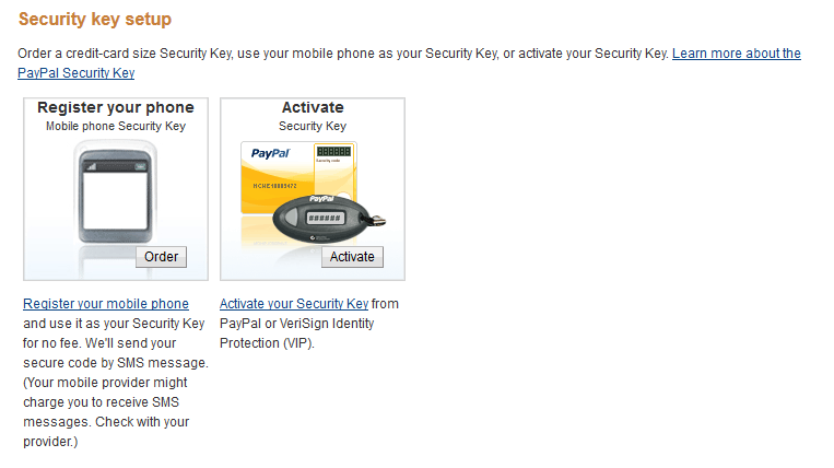 Paypal clearance key card