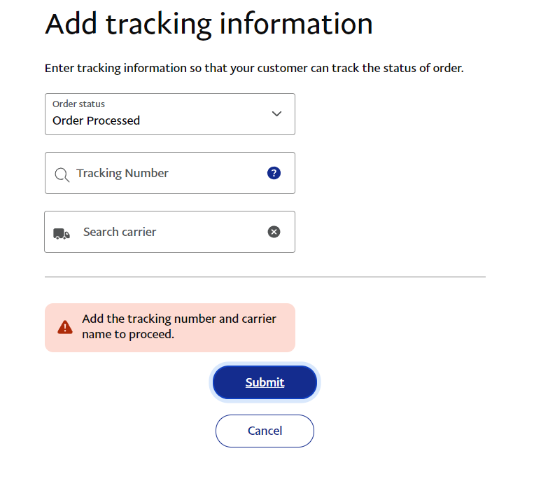 How customers track a package with a tracking number on Paypal