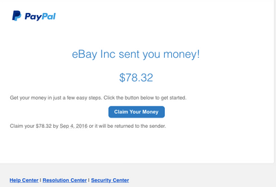 eBay Inc sent you money!