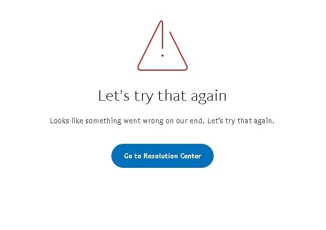 The error message I keep getting when I try to file a dispute