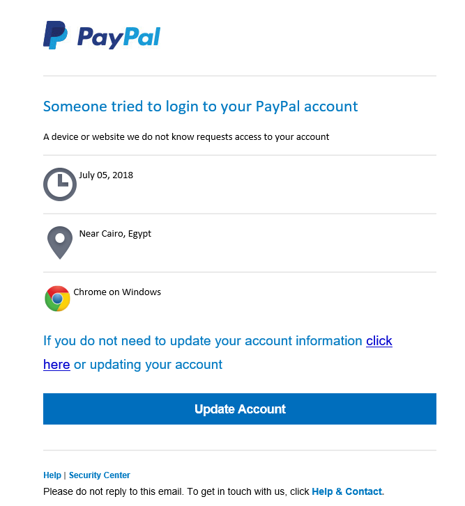 PayPal Meldung