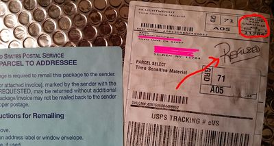 PACKAGE WITH FAKE RETURN ADDY