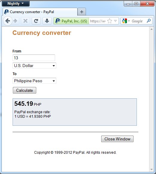 Paypal USD to PHP