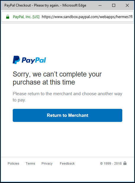 Trouble with PayPal Checkout server 