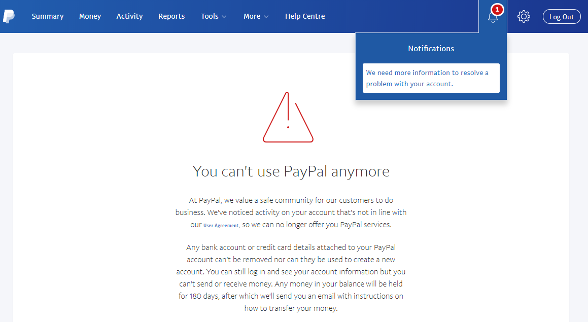 Your account is limited. PAYPAL community. Remove your limits.