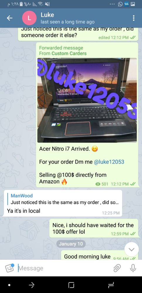 Here's why i have noticed that someone have received the same Order as i have ordered weeks ago from him & what was suspicious is that he received it at the same time my order should have been delivered to me