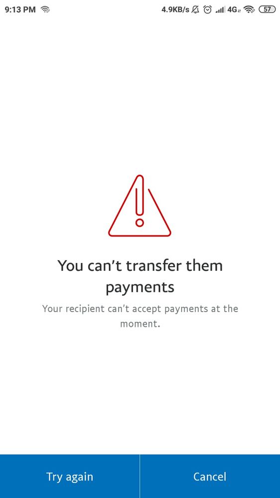 Screenshot my friend sent me after trying to send me payment