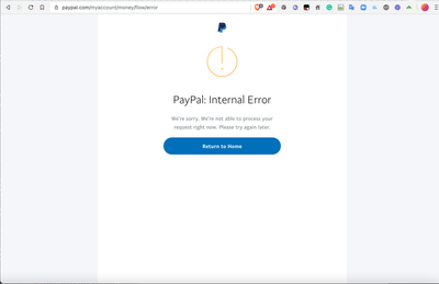 PayPal: Internal Error (when viewing 'ghost' accounts)