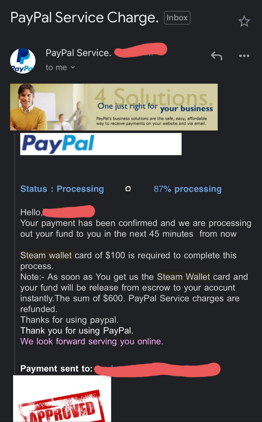 Paypal Service Charge With Steam Wallet Card Paypal Community