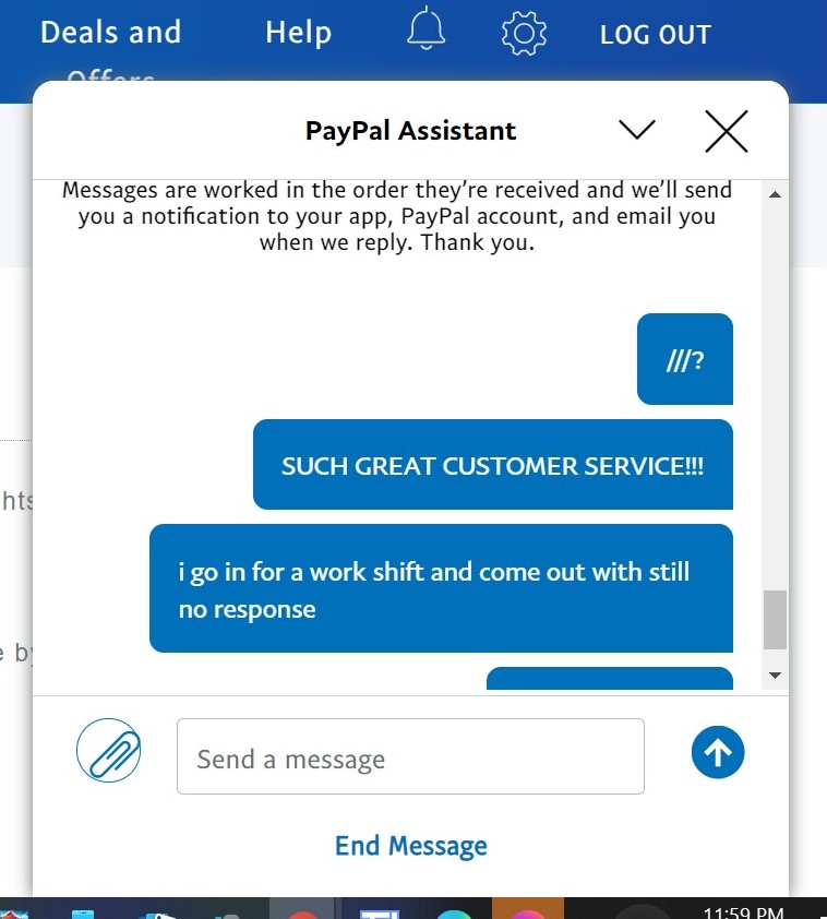 Paypal help chat